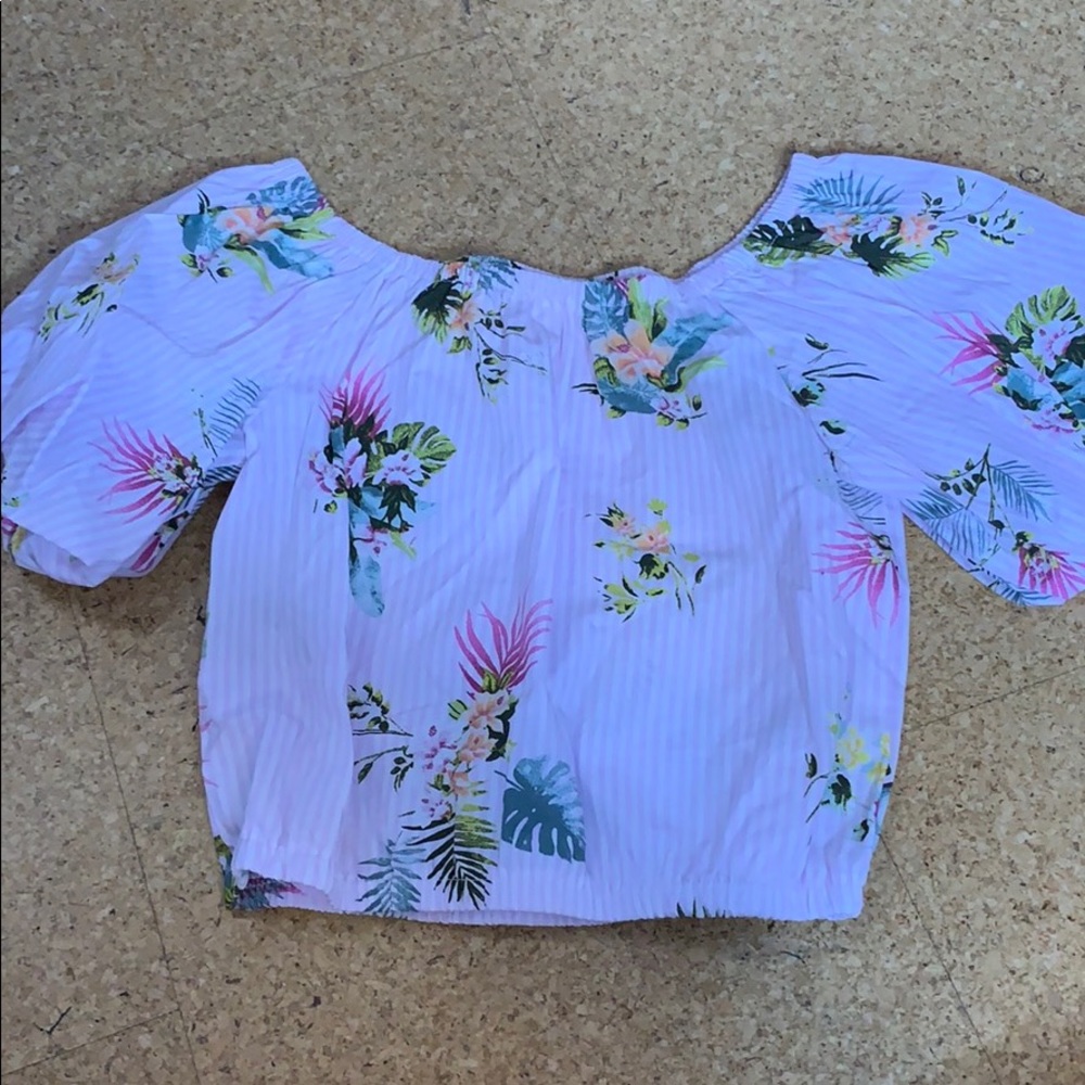 Pink striped floral blouse